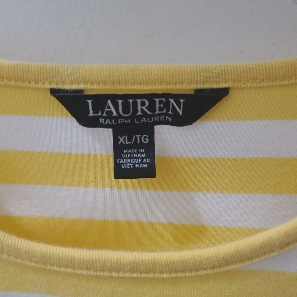 Lauren Ralph Lauren Riviera Stripe Snap-Trim Long Sleeve Slim Cotton Shirt XL - Picture 7 of 13